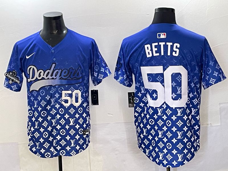Men Los Angeles Dodgers #50 Betts Blue Nike 2025 MLB jersey 07